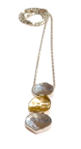 Silver Gold Nugget Necklace