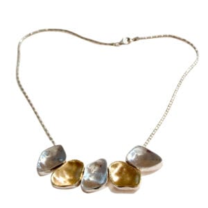 Silver Gold Nugget Necklace