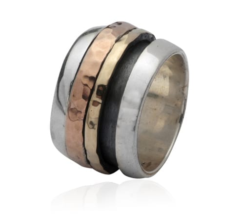 luxury silver gold spinner ring wide band