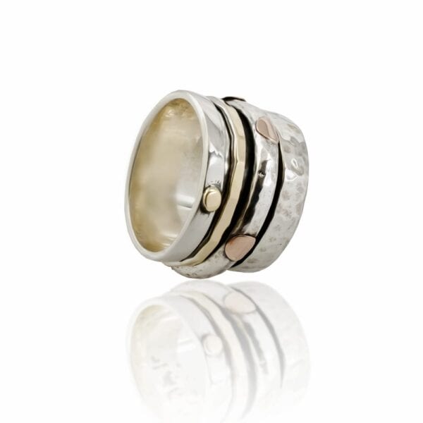 Hammered Silver Gold Ring