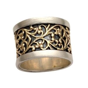 Silver Gold Quirky Filigree Ring