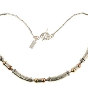 Chunky Silver Gold Hammered Necklace