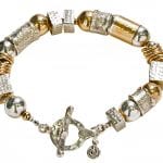 Hammered Silver Gold Bracelet