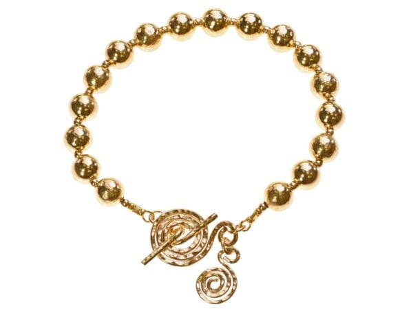 Gold Bracelet With Spiral T-Bar Clasp
