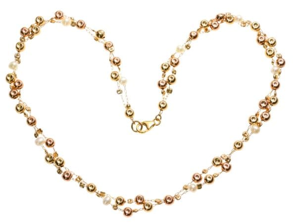 Double Strand Gold Pearl Necklace