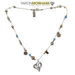 Opal Charm Drop Silver & Gold Necklace