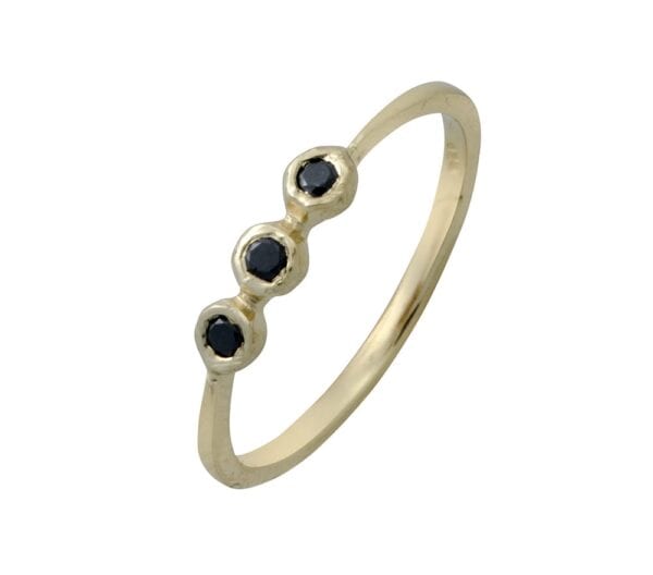 Gold Ring With Black Diamonds