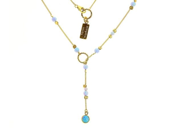 Gold Drop Necklace Multi Opals