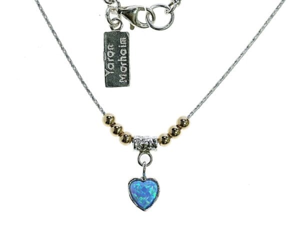 Opal Heart with Gold Nuggets Necklace