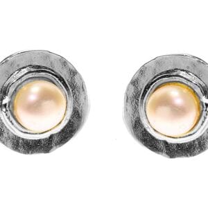 Silver Freshwater Pearl Stud Earrings, White