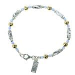 Stunning sterling silver bracelet with 14k rolled gold beads set with opalite gems