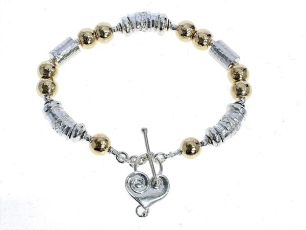 Heart Silver Gold Handmade Bracelet
