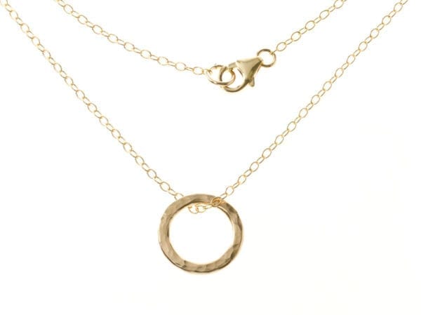 Circle Hammered Gold Necklace