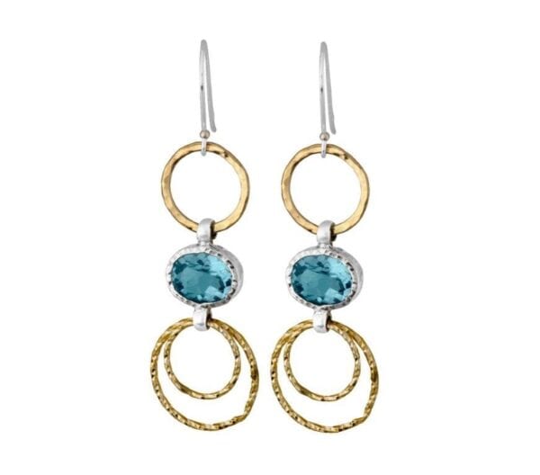 Faceted Blue Topaz Round Drop Earrings