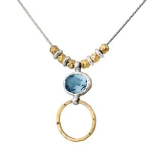 Silver Gold Blue Topaz Necklace