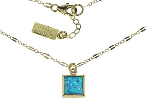 Square Opal Gold Necklace