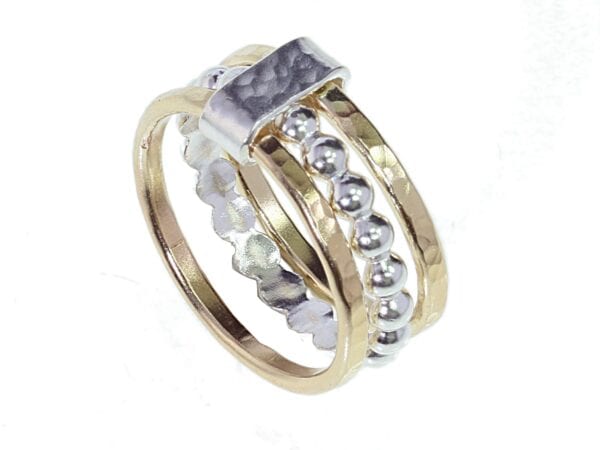 Two Tone Hammered Ring