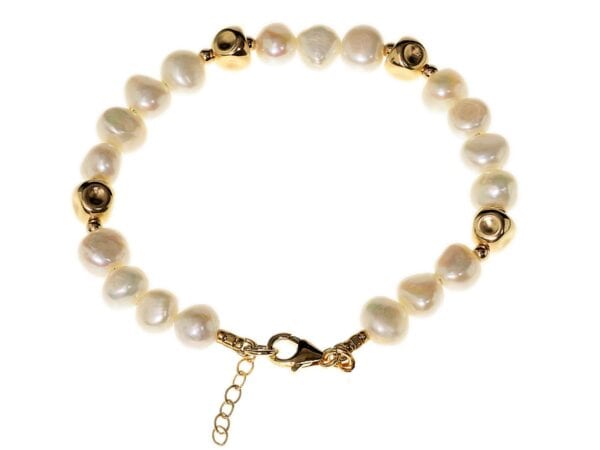 White Pearl Gold Bracelet