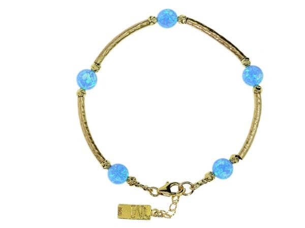Hammered Bracelet With Opals