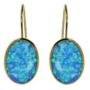 Gold Opal Hook Earrings
