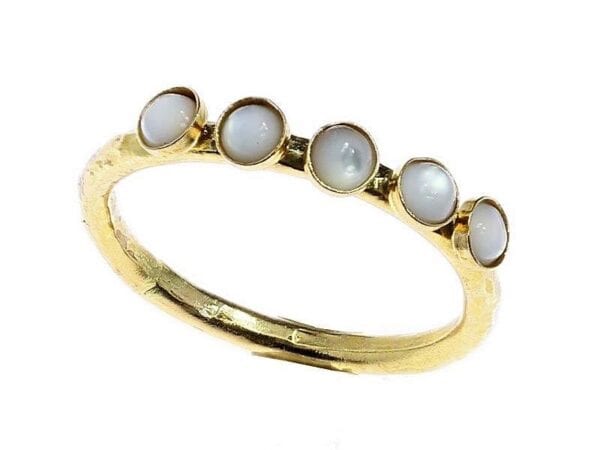 Hammered Gold Pearl Ring