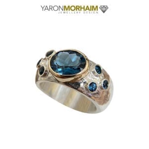 Silver & Gold Ring With London Blue Topaz