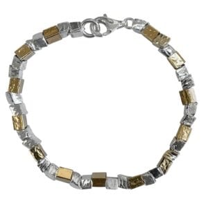 Nugget Silver Gold Bracelet. Chic, stylish and full of bohemian charm, this single sterling silver and 14 carat rolled gold.