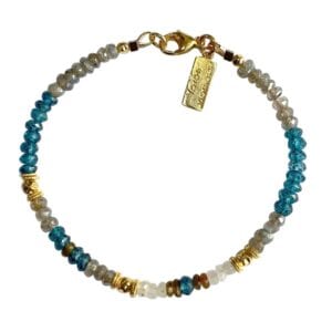 Gold Bracelet With Faceted Tourmaline Moonstone Labradorite London Blue Topaz
