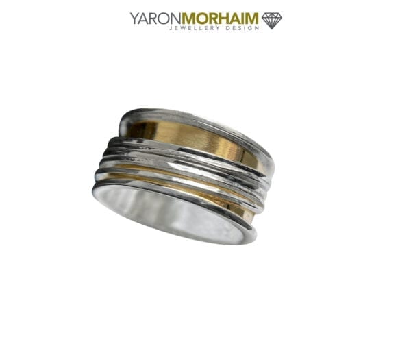 Hammered Silver & Gold Spinning Ring
