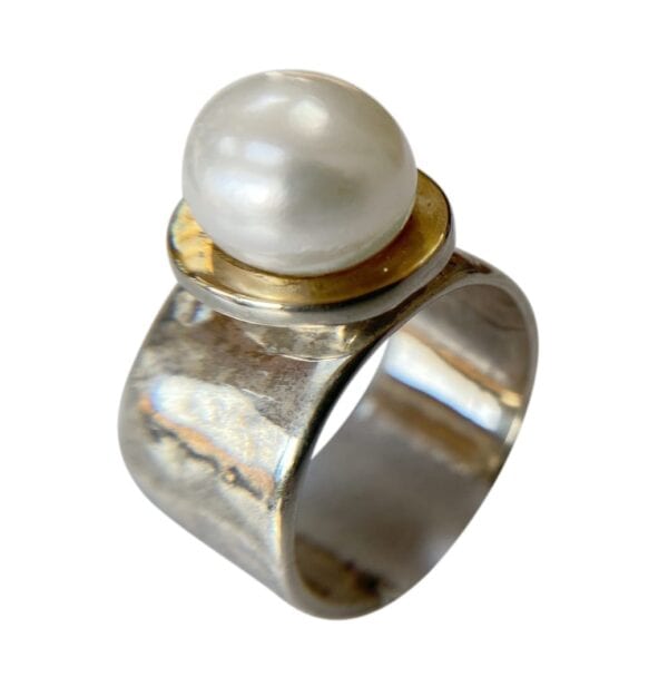 Silver Gold Ring Pearl