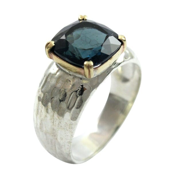 Gold Blue Topaz Silver & Gold Ring