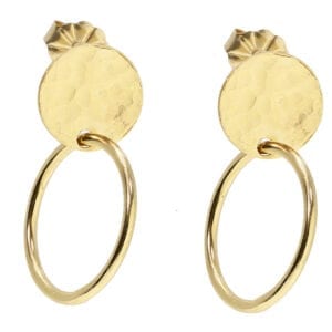 Disc Gold Hammered Earrings