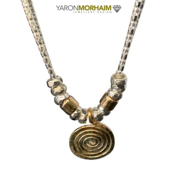Silver Gold Spiral Necklace