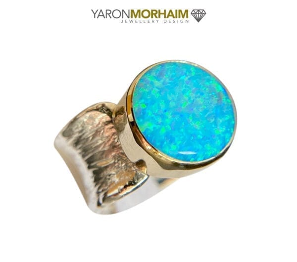 Silver Gold Ring Opal