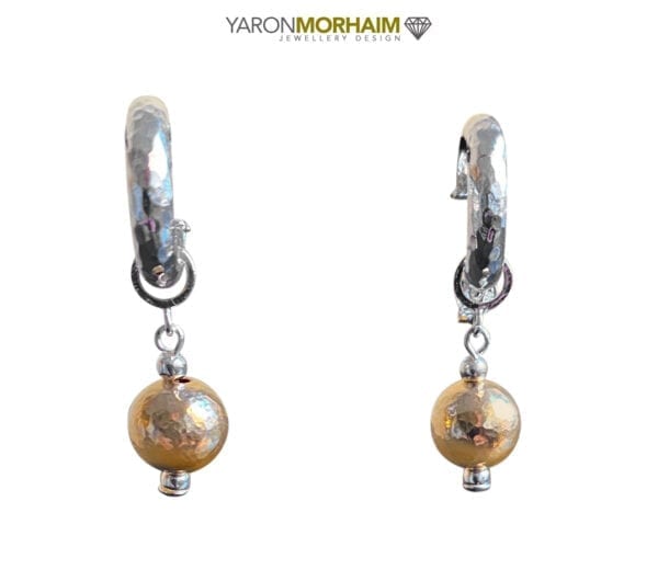 Hammered Silver Gold Ball Earrings