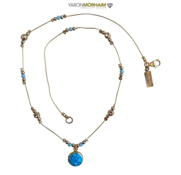 Gold Necklace Multi Opals