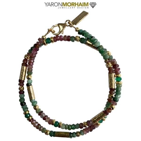 Multi Colour Tourmaline and Emerald Luxury Gold Necklace