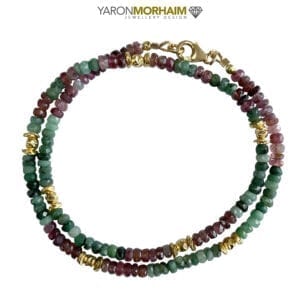 Multi Colour Tourmaline and Emerald Luxury Gold Necklace