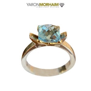 9ct Gold Silver Topaz Ring, Blue