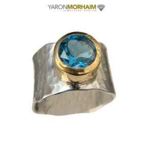Silver 9ct Gold London Blue Topaz Ring