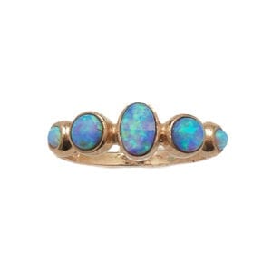 9ct Gold Oval & Round Opal Ring