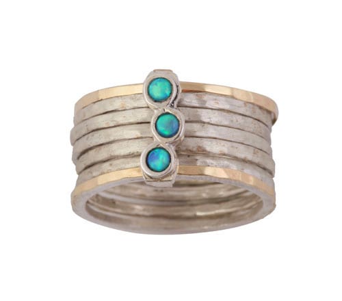 Cluster Opal Cocktail Ring, Silver/Gold