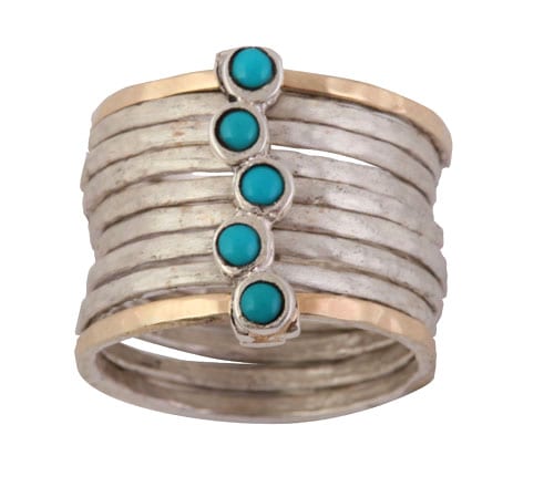 Turquoise December Birthstone Silver Gold Ring