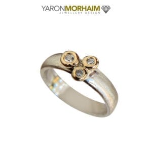 Glamorous Silver & Gold Ring Sparkling CZ