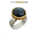 Silver & Gold Faceted Labradorite Ring