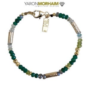 Gold Vermeil Bracelet With Peridot Labradorite & Aquamarine Gemstones