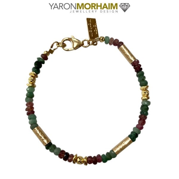 Gold Bracelet Multi Colour Tourmaline & Emerald Gemstones