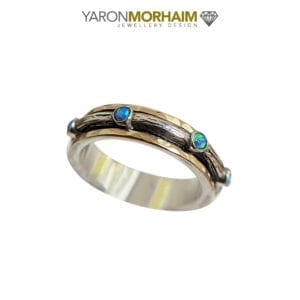 Exquisite Silver & Gold fusion Spinning Opal Ring