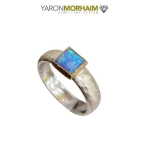 Solitaire Opal Silver & Gold Ring