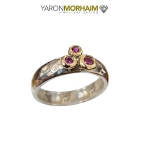 Glamorous Silver & Gold Ruby Ring